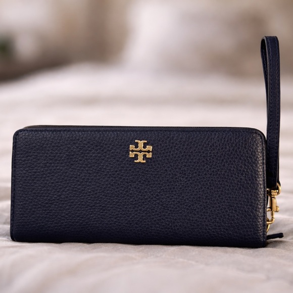 Tory Burch Handbags - Tory Burch Dark Blue Leather Wristlet